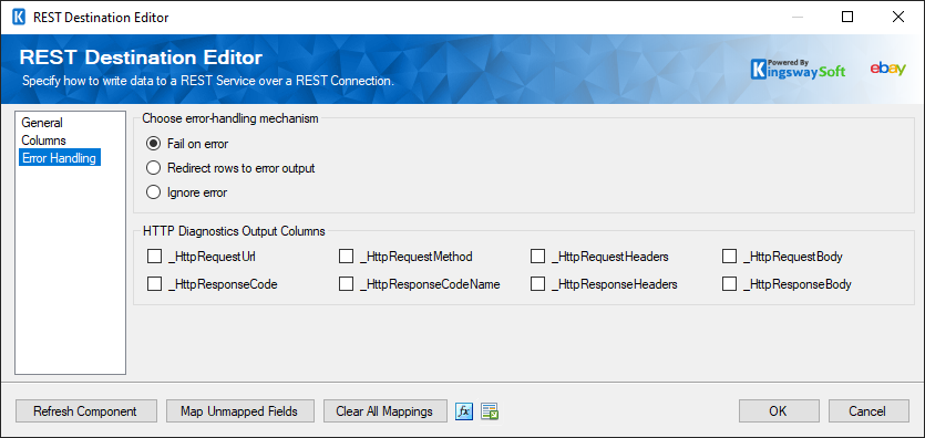 SSIS REST eBay Destination - Error Handling